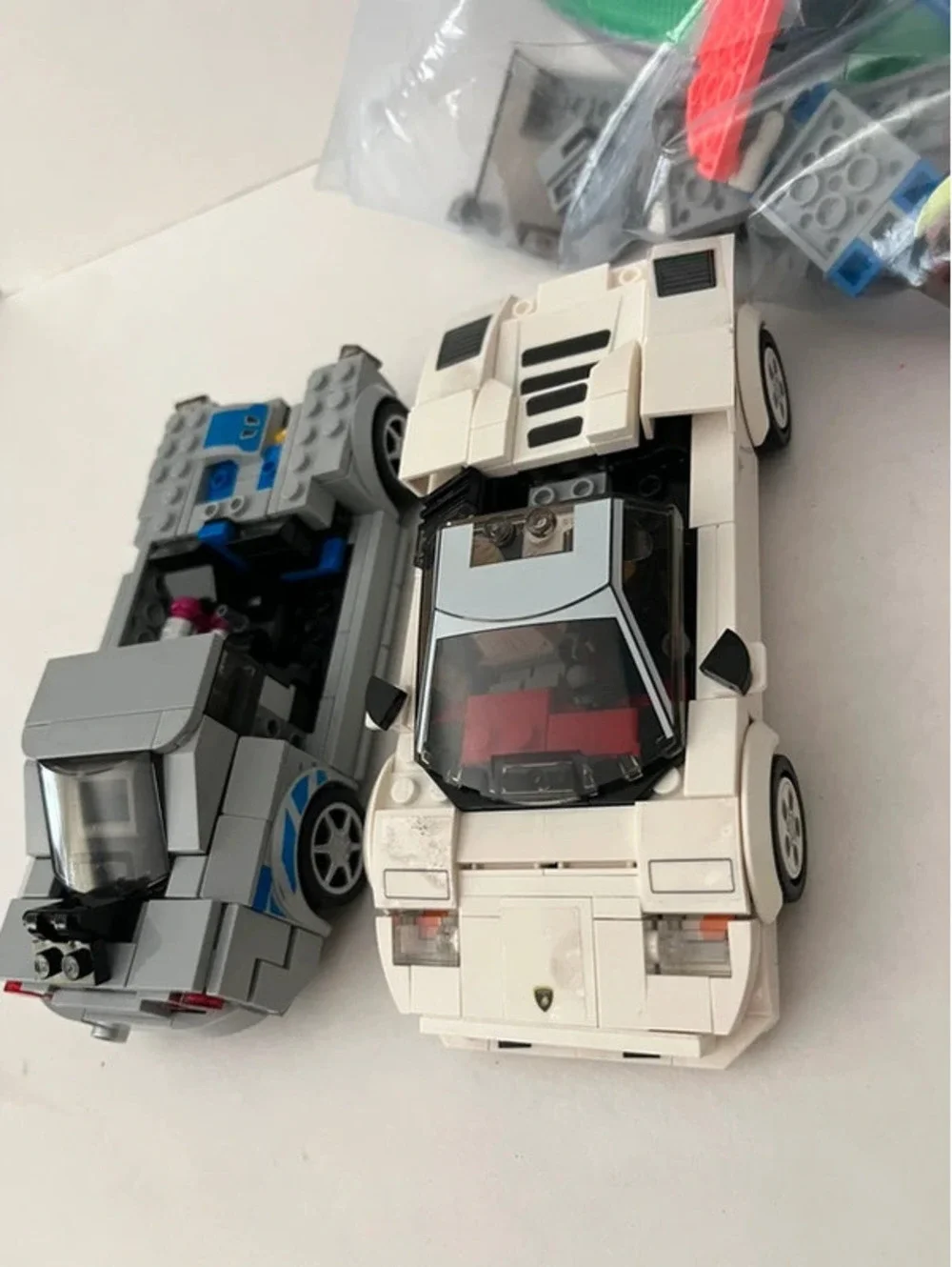 LEGO 2 Cars Built Speed Champions Lamborghini Grey White Building Kit Extra